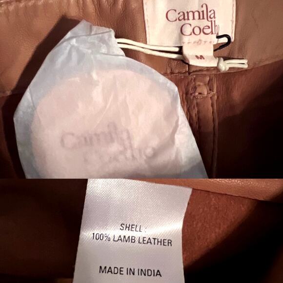 Revolve Leather Pants Camila Coelho Button Crop Camel Size M New Retail $358 - Picture 8 of 8